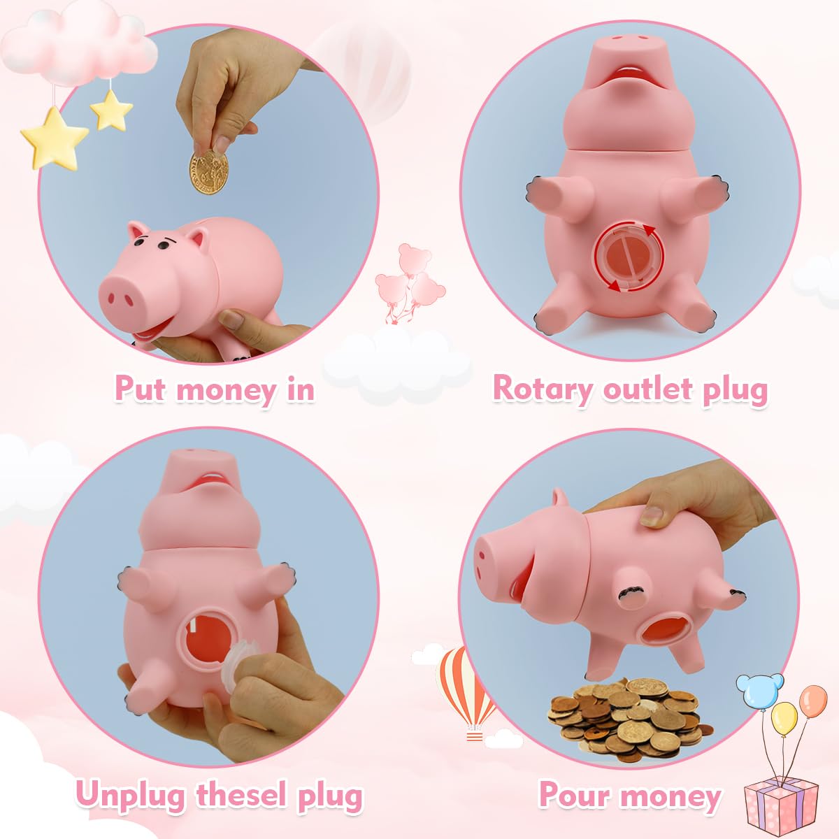 Removable head feature on Hamm piggy bank
