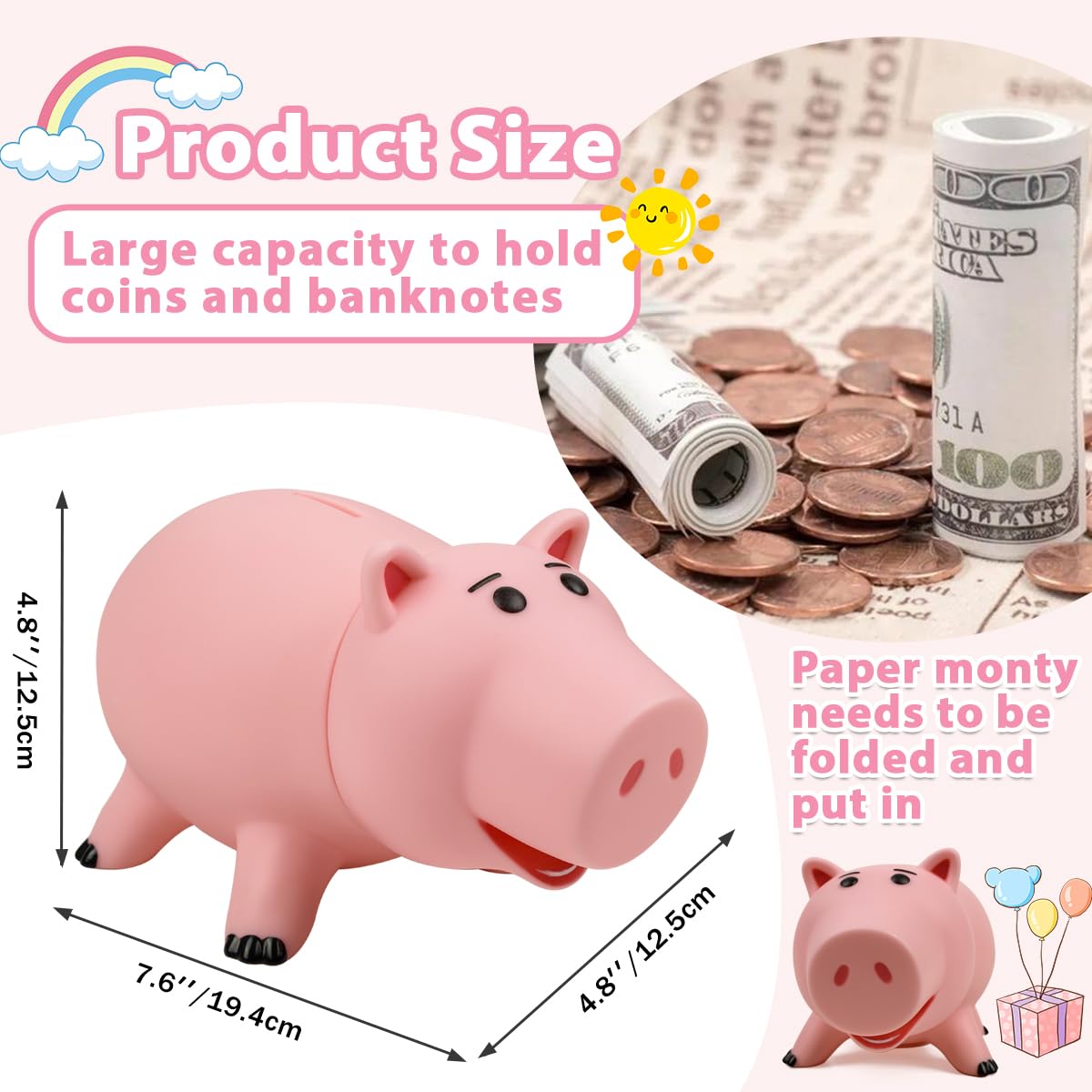 Durable non-toxic hard plastic Hamm piggy bank