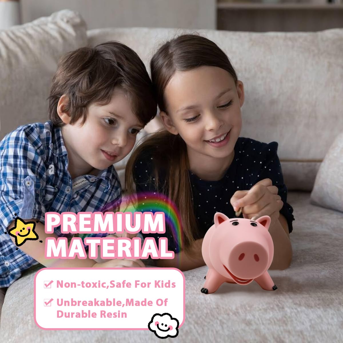 Cartoon Hamm piggy bank design for kids