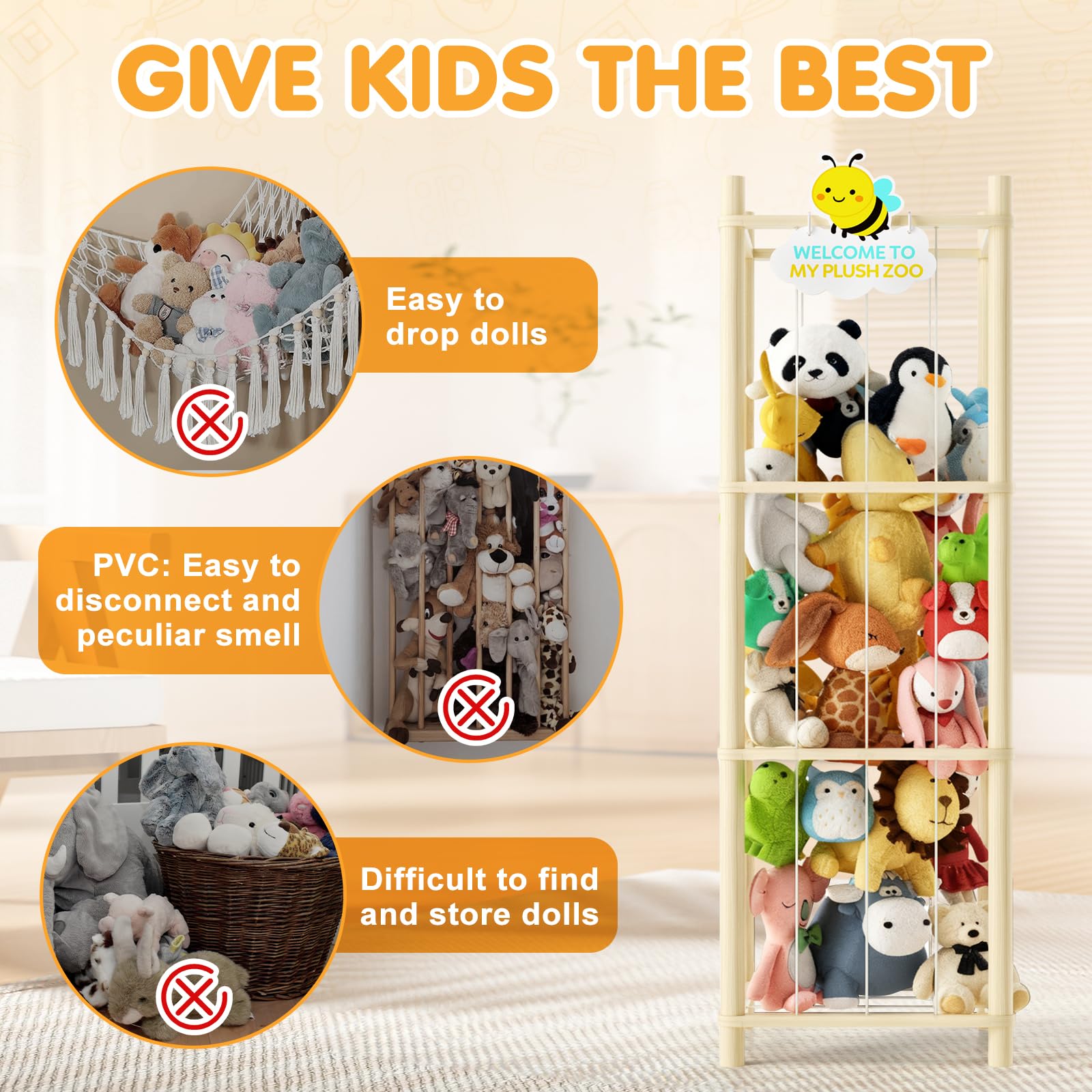 Wooden nameplate personalization on toy organizer
