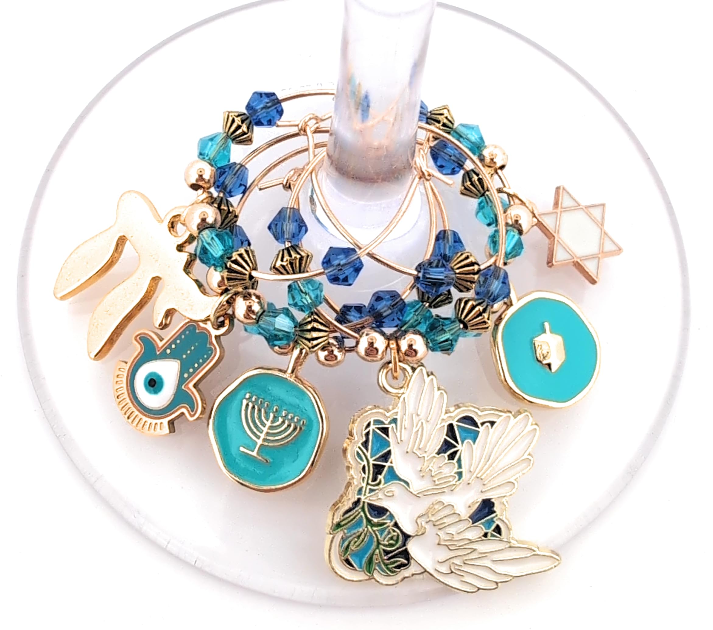 Hamsa Hand with Evil Eye wine charm protection