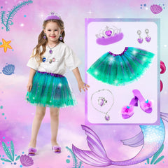 HAMSILY princess dress up ice princess shoes with blue skirt