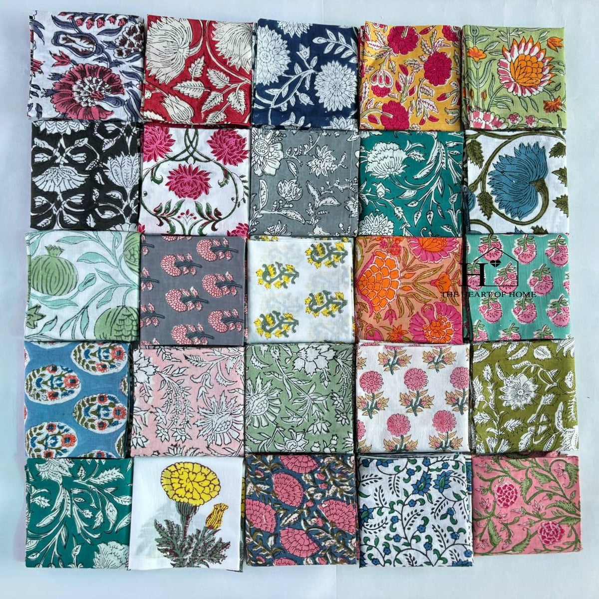 Hand Block Floral napkins 100% cotton 8 pack