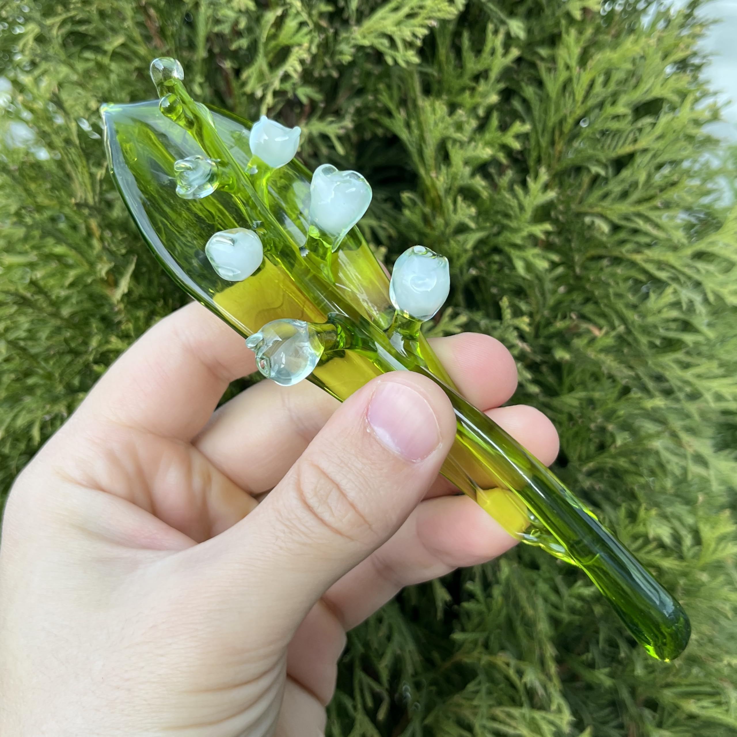 Glass Lily of The Valley Flower Figurine long stem design for display