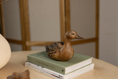 Wood duck decor statuette with polished finish