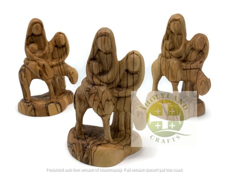 Olive wood Holy Family statue dimensions 4.5 in by 2 in