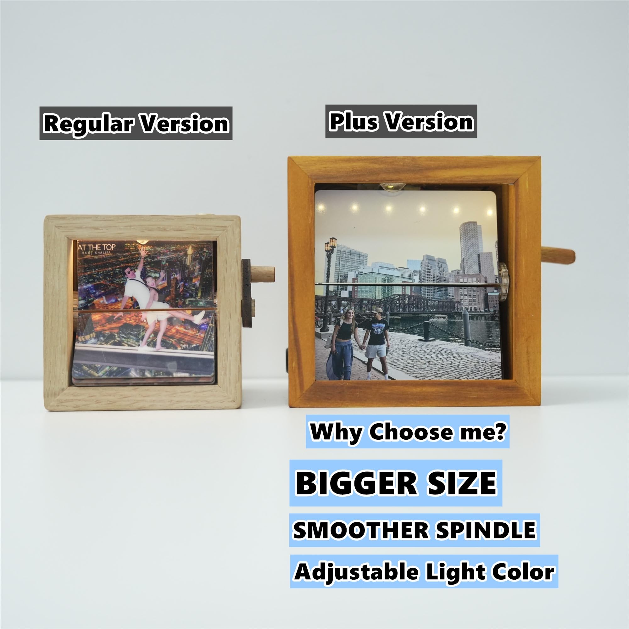 Hand-cranked photo album with visible crank mechanism
