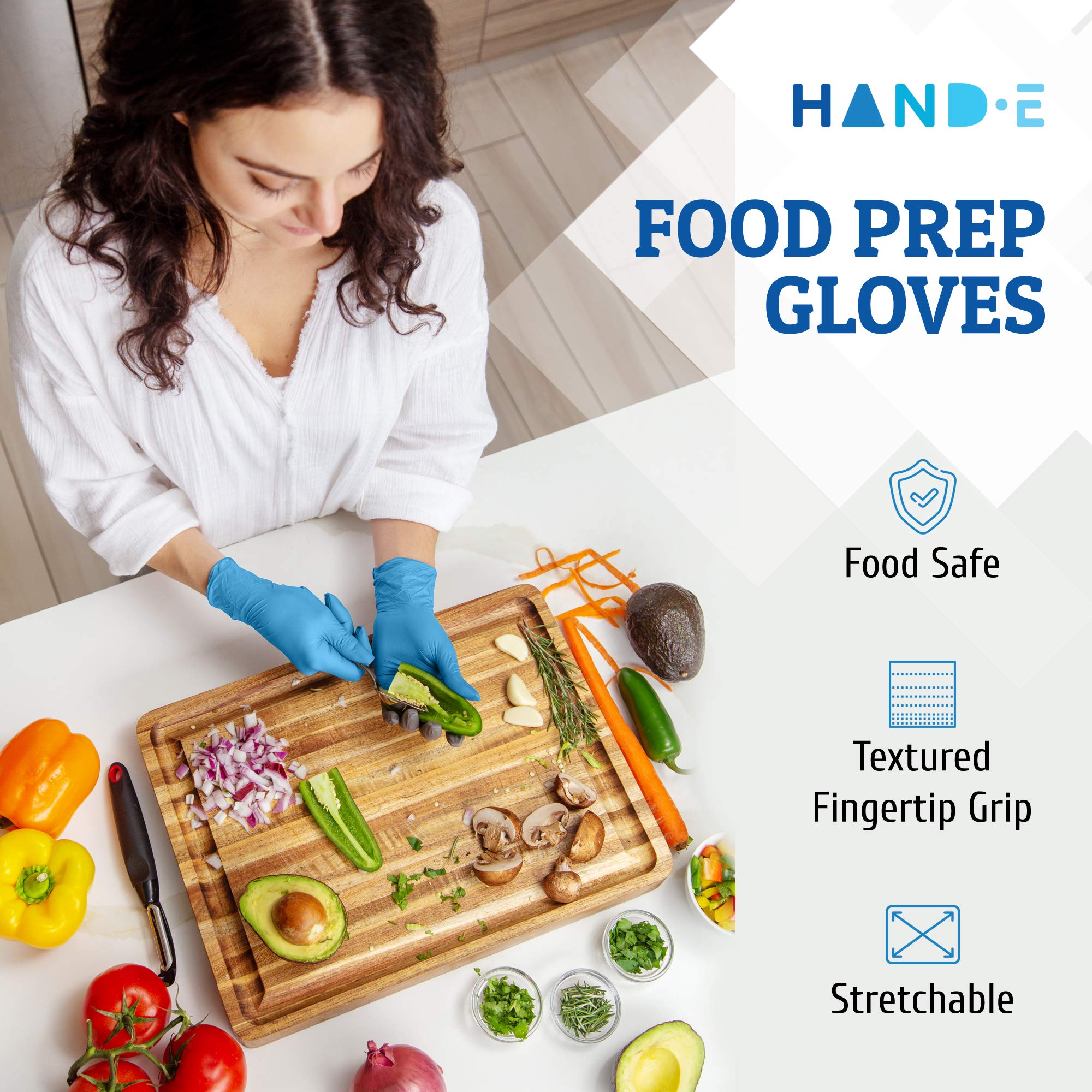 Kitchen and cleaning nitrile gloves blue by Hand-E