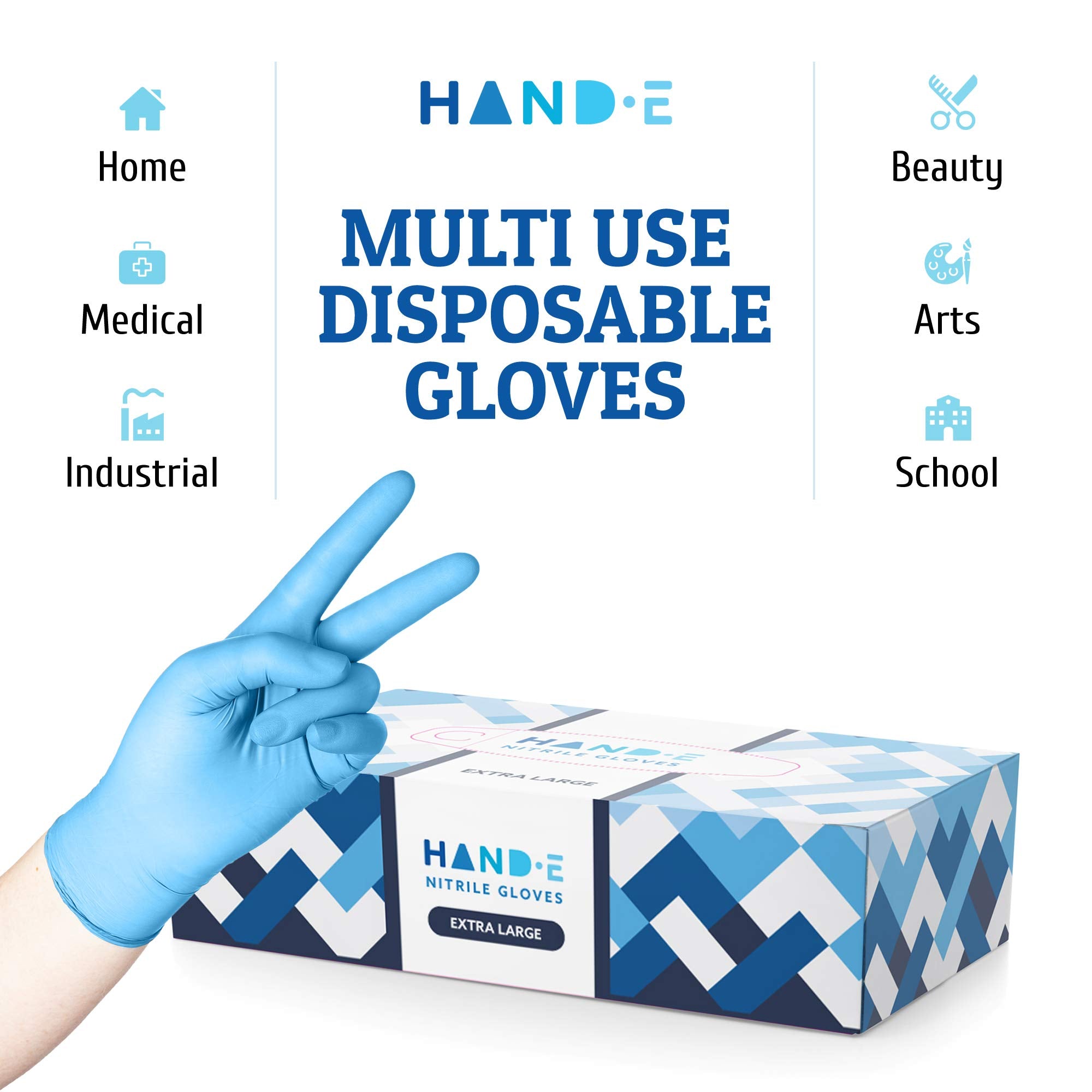 Hand-E nitrile gloves with textured fingertips for precision