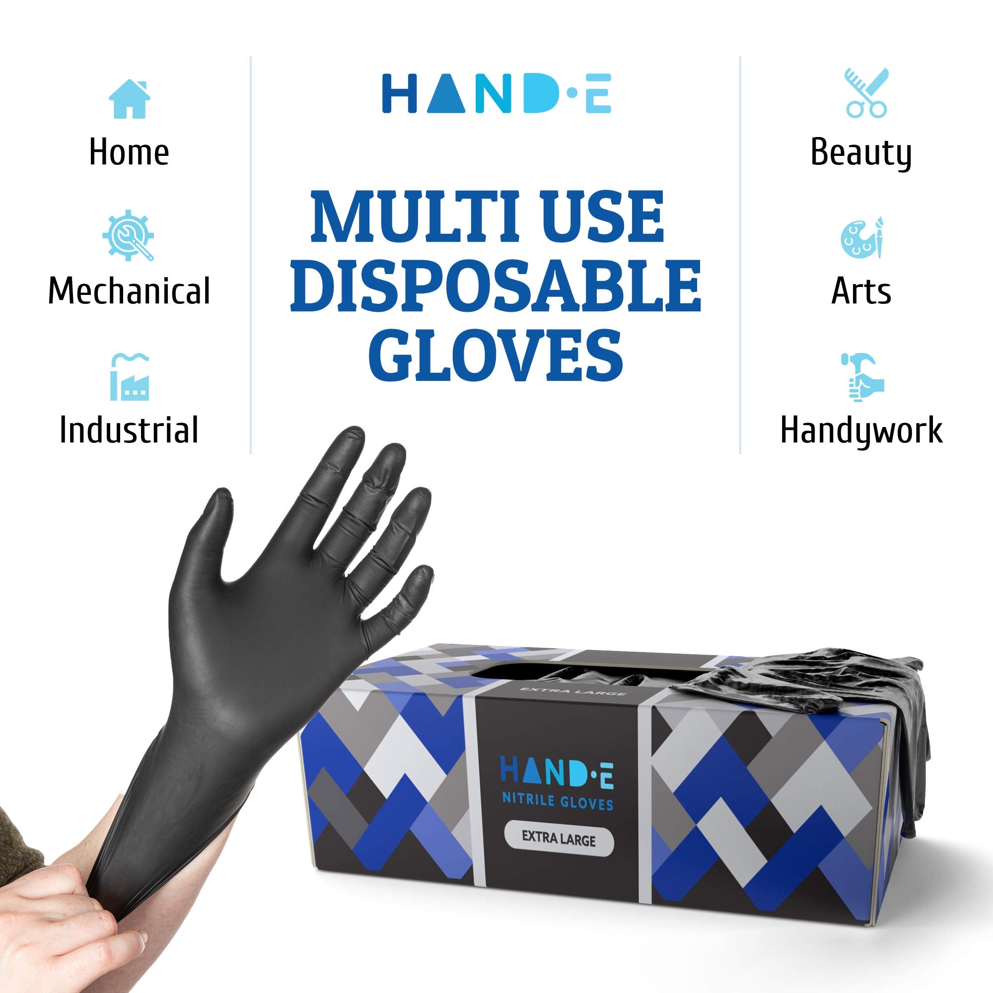 Sleek black nitrile gloves suitable for kitchen and workshop tasks