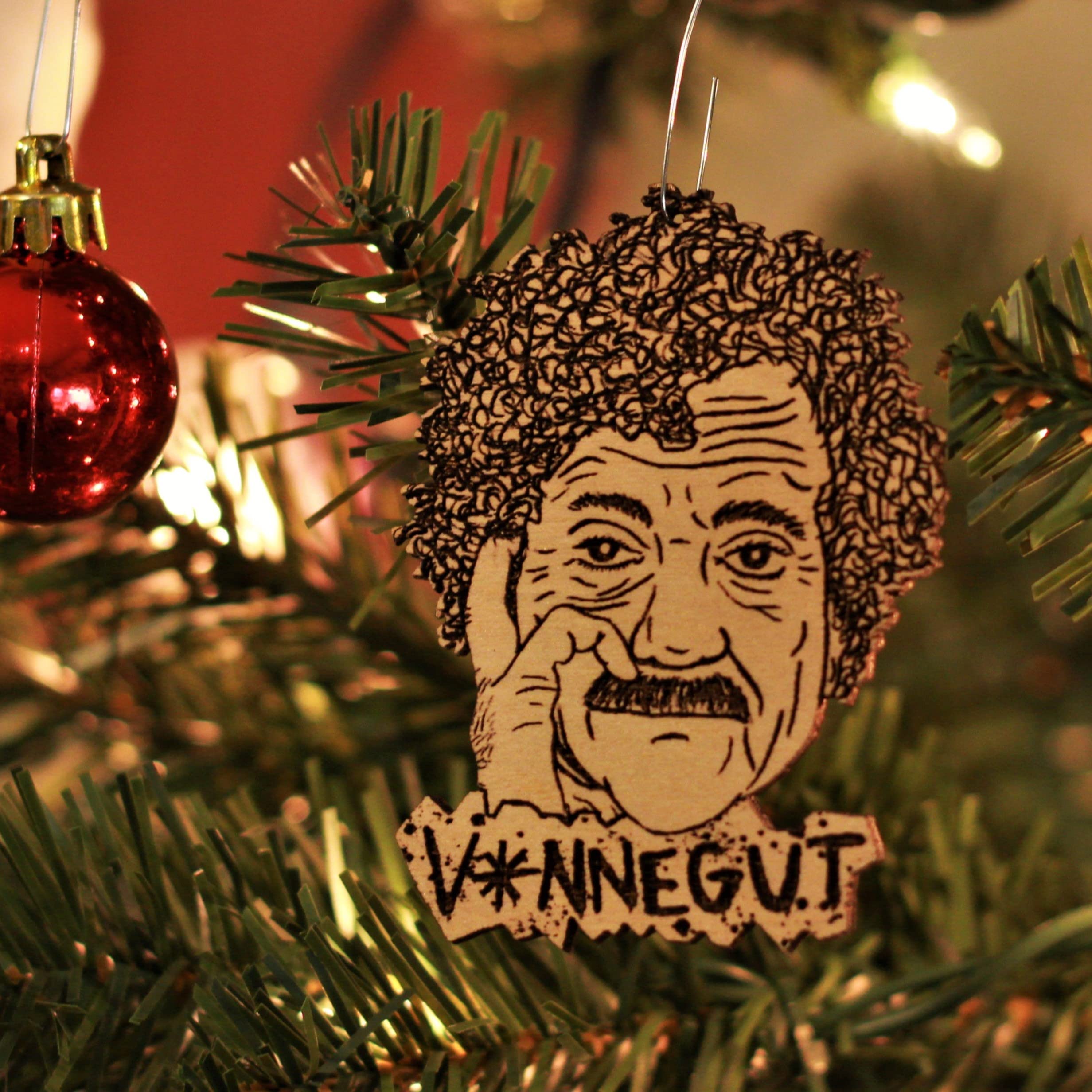 PNW workshop crafted Vonnegut Wood Christmas Ornament