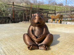 Hand painted capybara statue close up