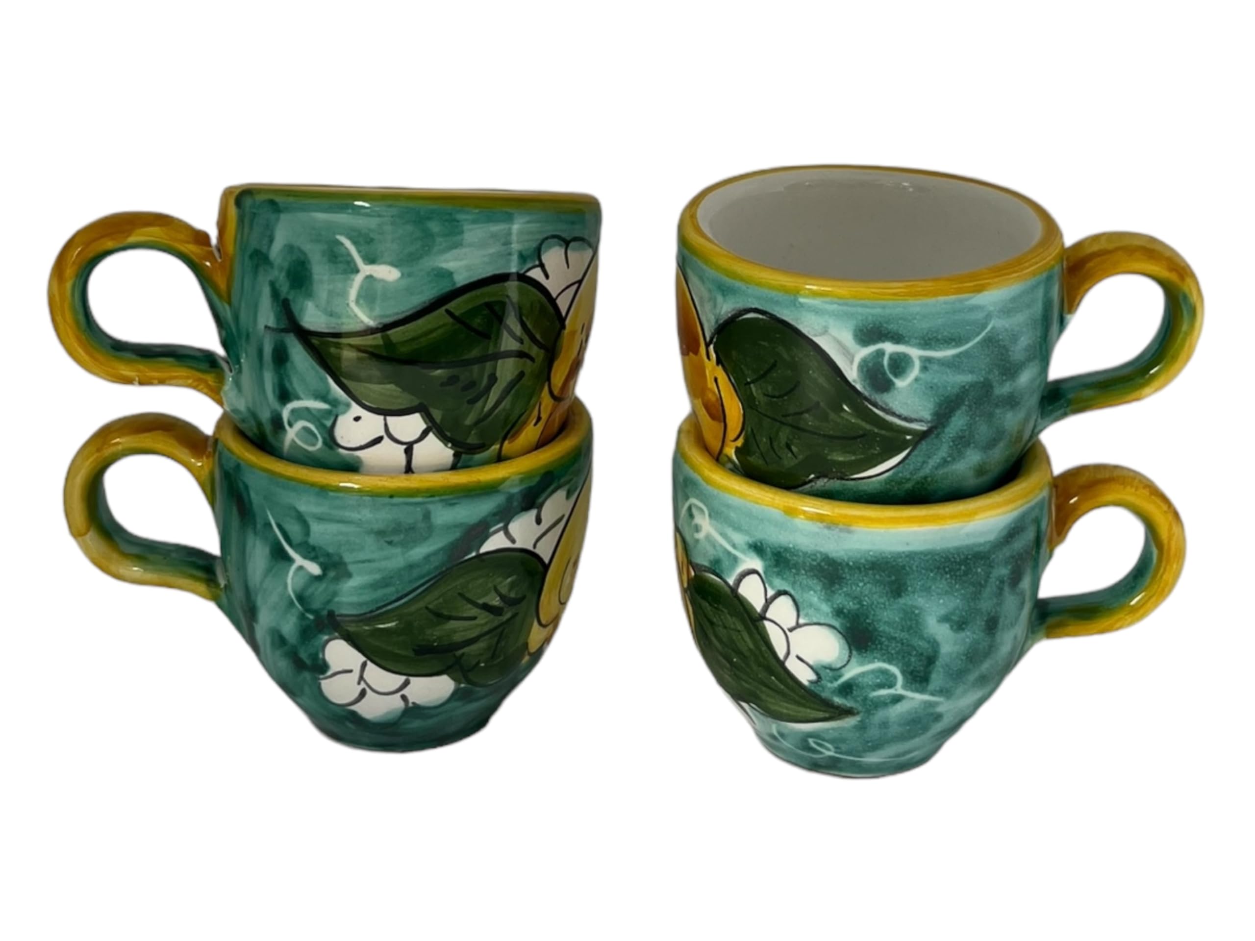 Artisan crafted lemon design espresso cups