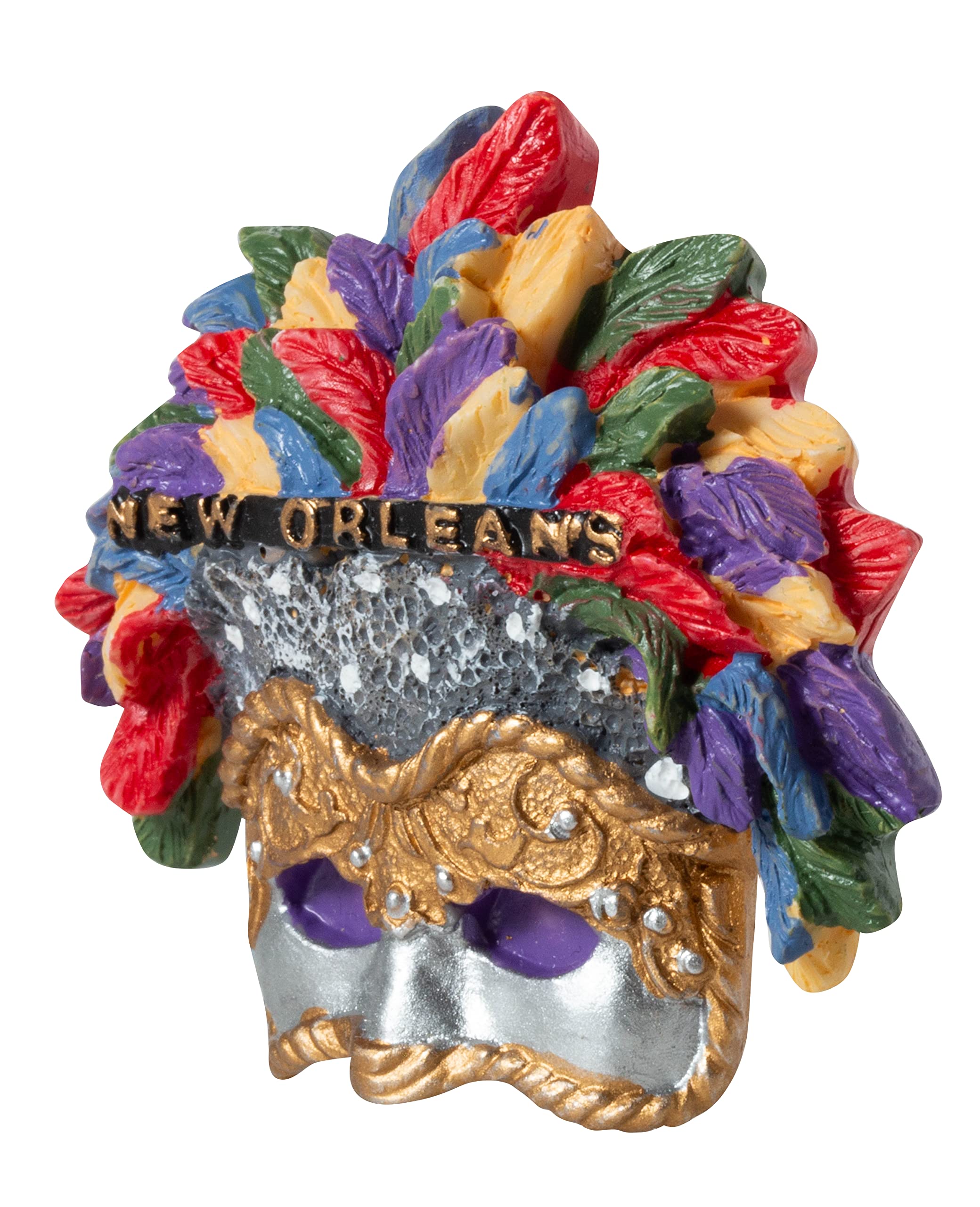 Small polyresin fridge magnet Mardi Gras souvenir hand painted