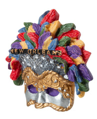 Small polyresin fridge magnet Mardi Gras souvenir hand painted
