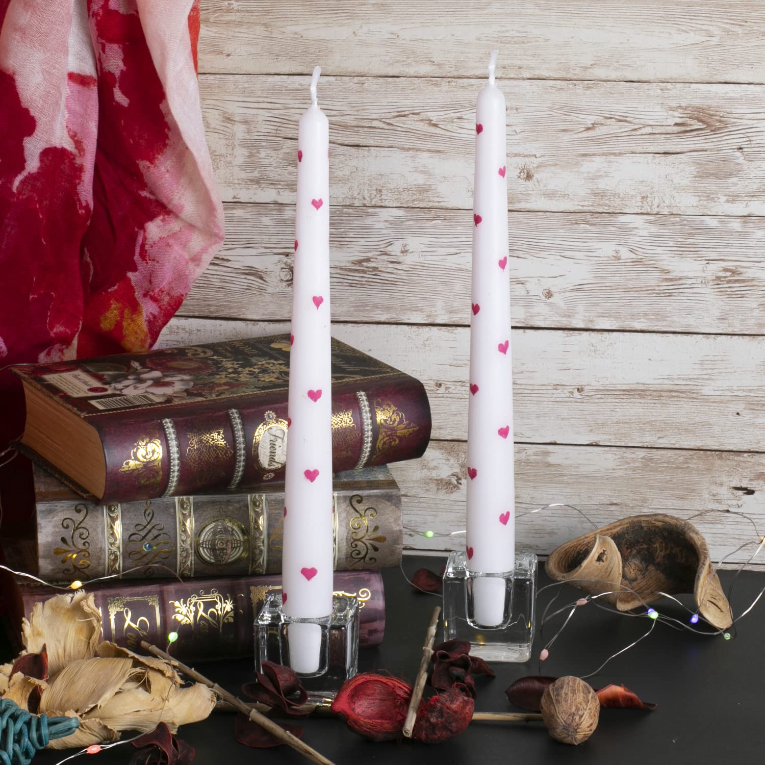 Gift ready Valentines day Mothers day red heart taper candles