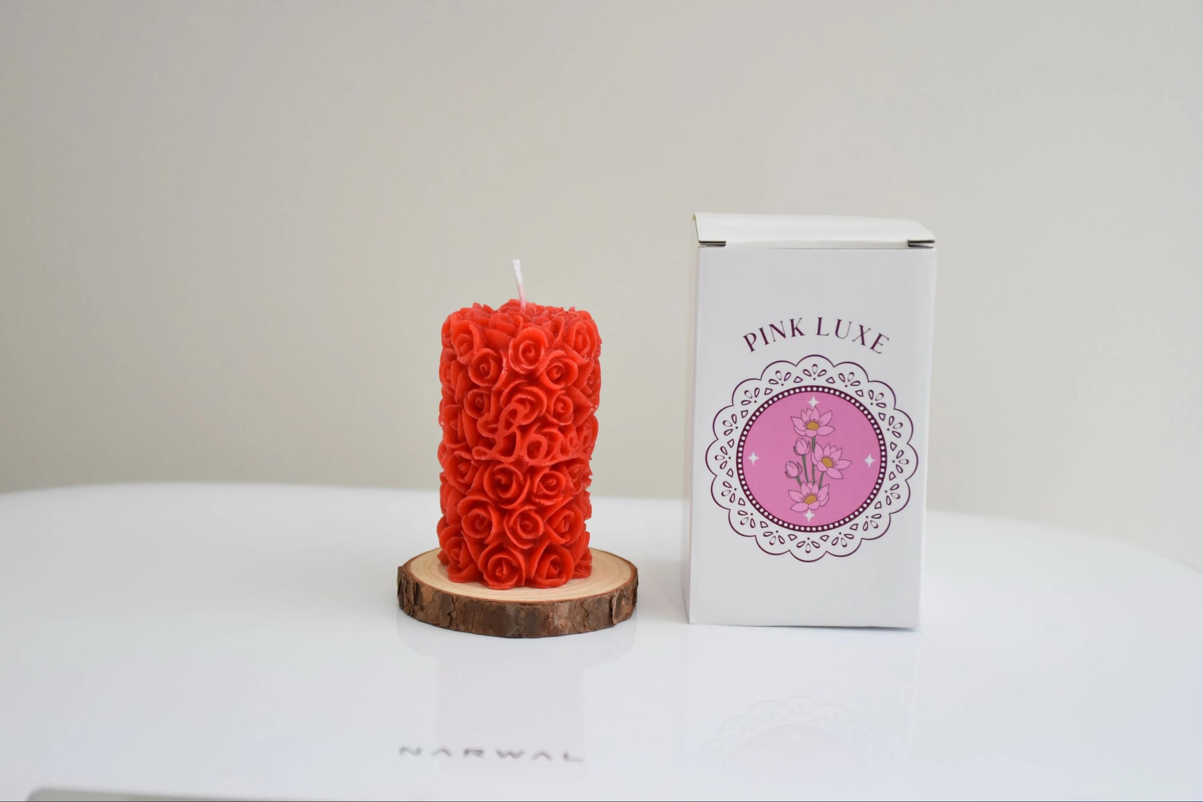 Hand-poured rose candle for weddings