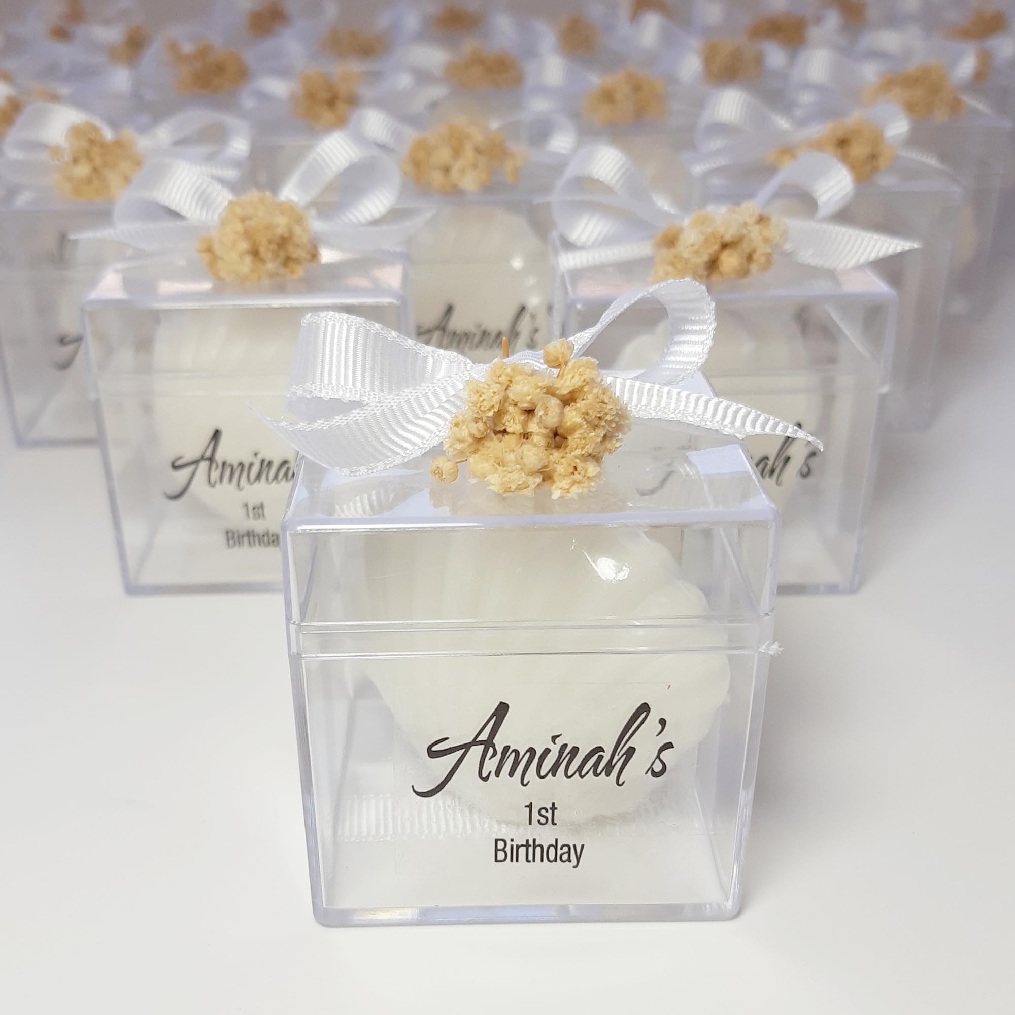 Seashell candle wedding favor packaging ready