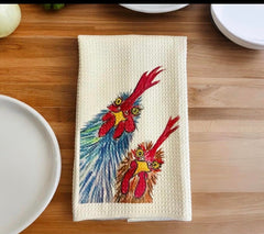 Absorbent 16x24 decorative towel with chicken artwork