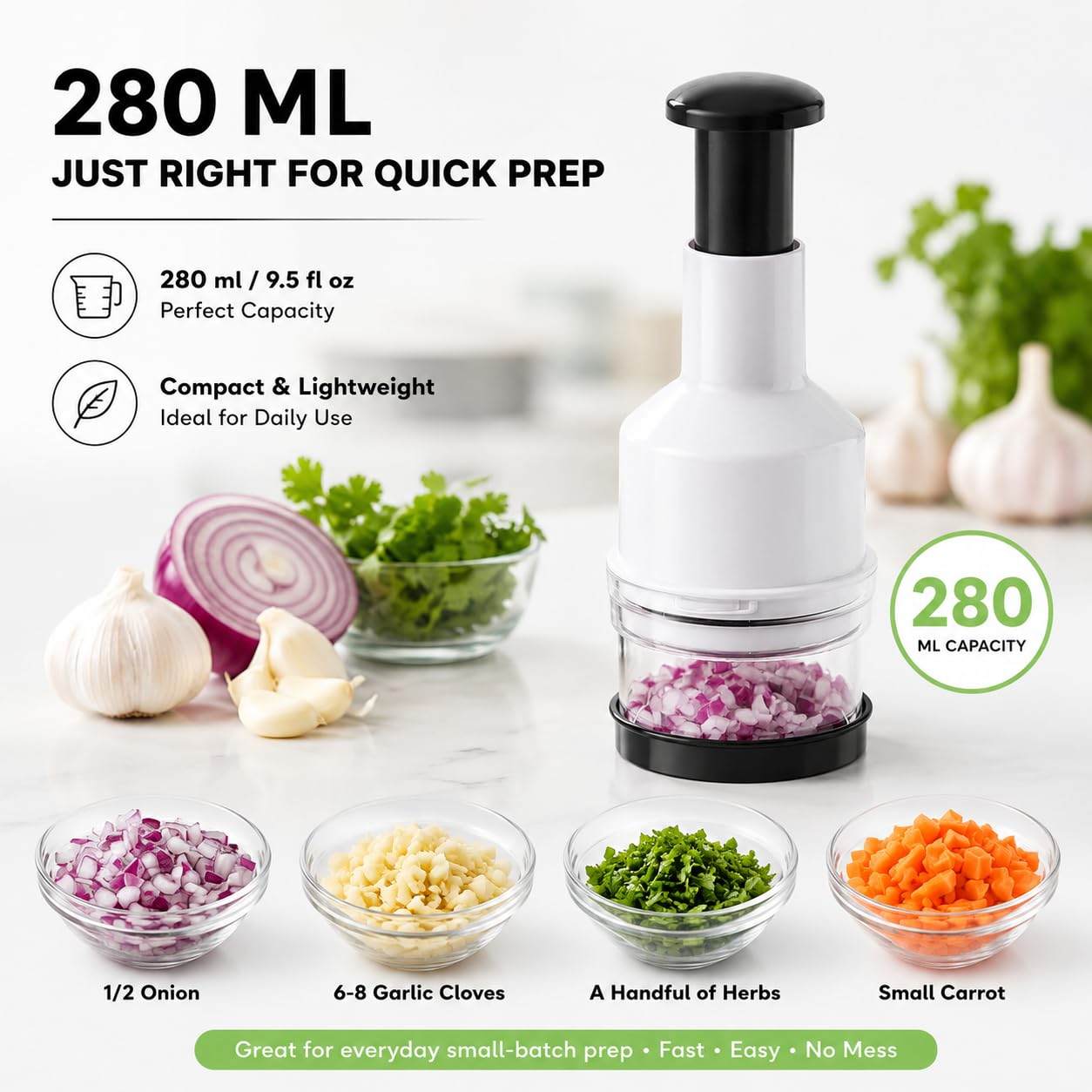 Hand Push Garlic Onion Cutter compact design