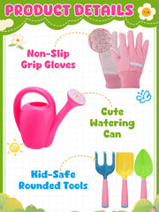 Pointed shovel included in Biubee pink gardening tools set