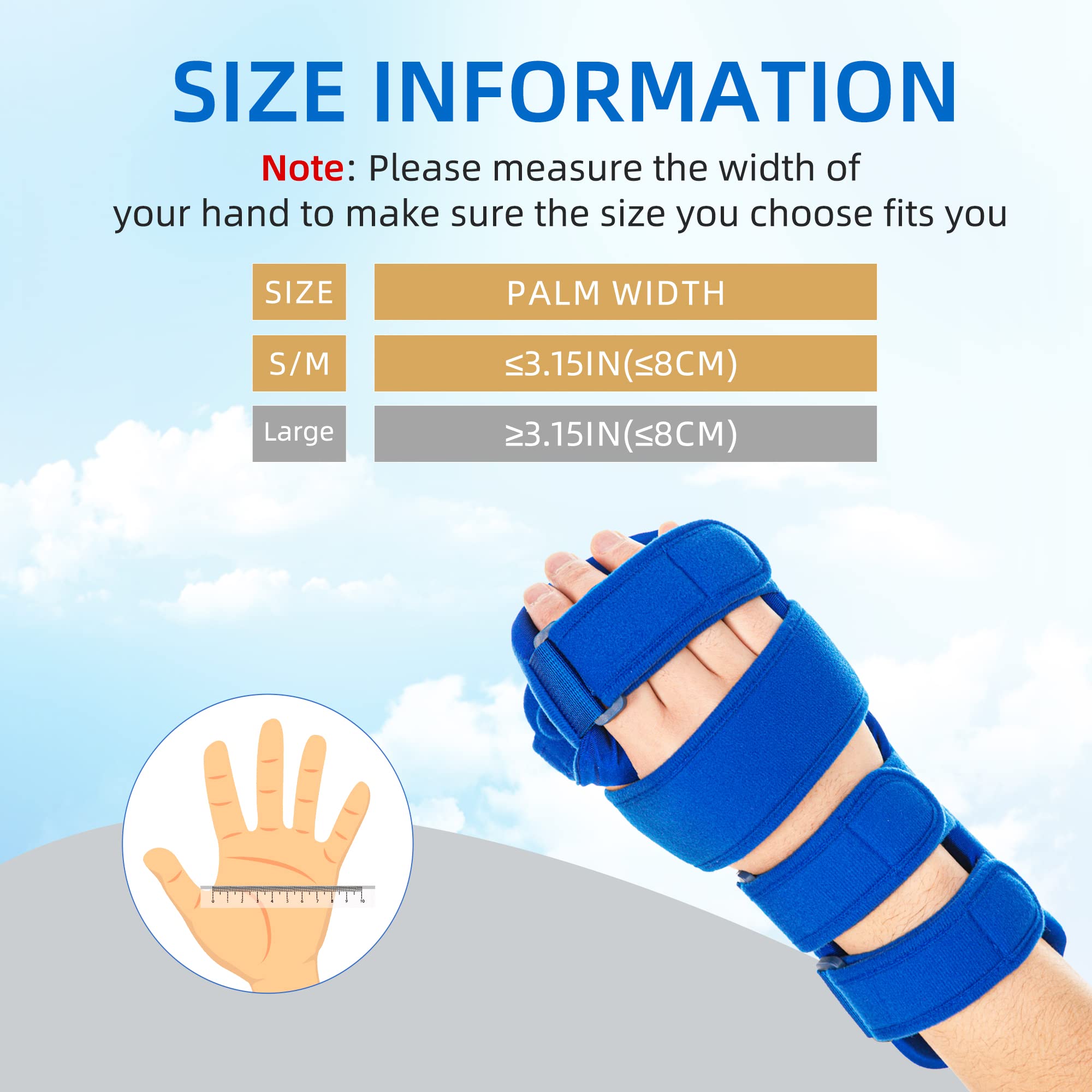 Five adjustable straps secure fingers palm forearm and wrist