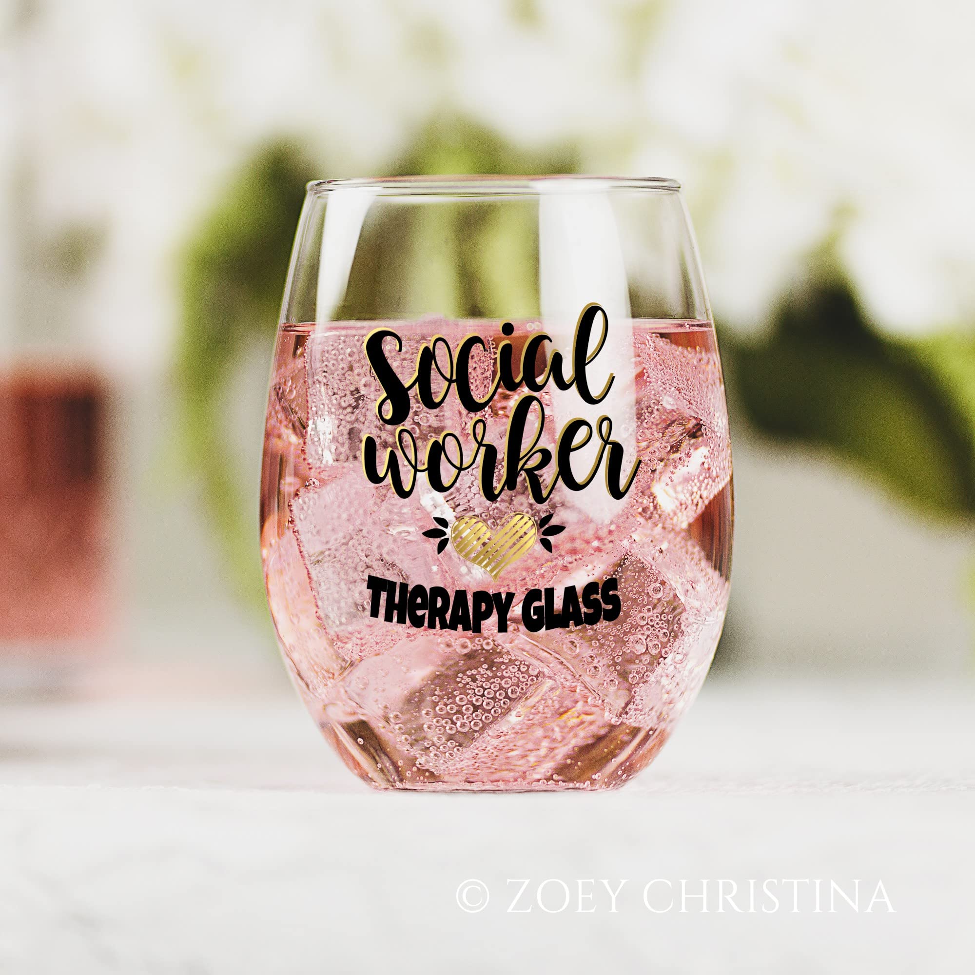 Stylish social worker therapy glass on a bar cart