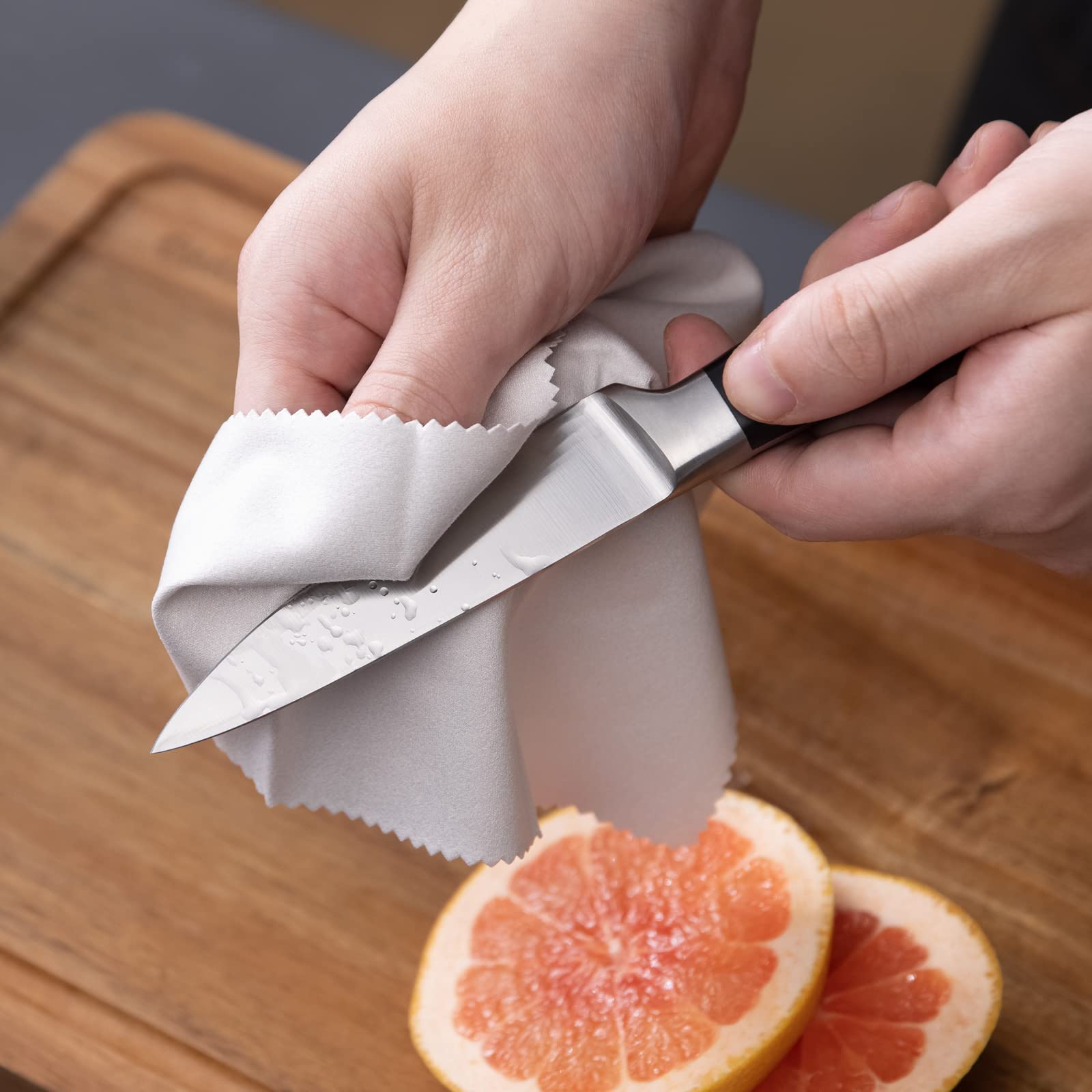 ergonomic handle paring knife in kitchen use