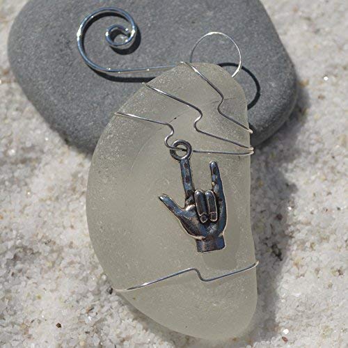Hand-wrapped sea glass ornament detail