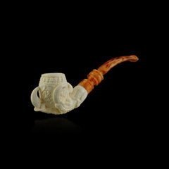 Cream colored bowl and amber tinted stem on meerschaum pipe