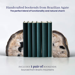 Black pair of agate bookends with natural layered patterns