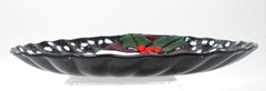 Handcrafted fused glass cookie plate bottom with artist mark