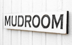 Ready to hang Mudroom Wood Sign with picture wire