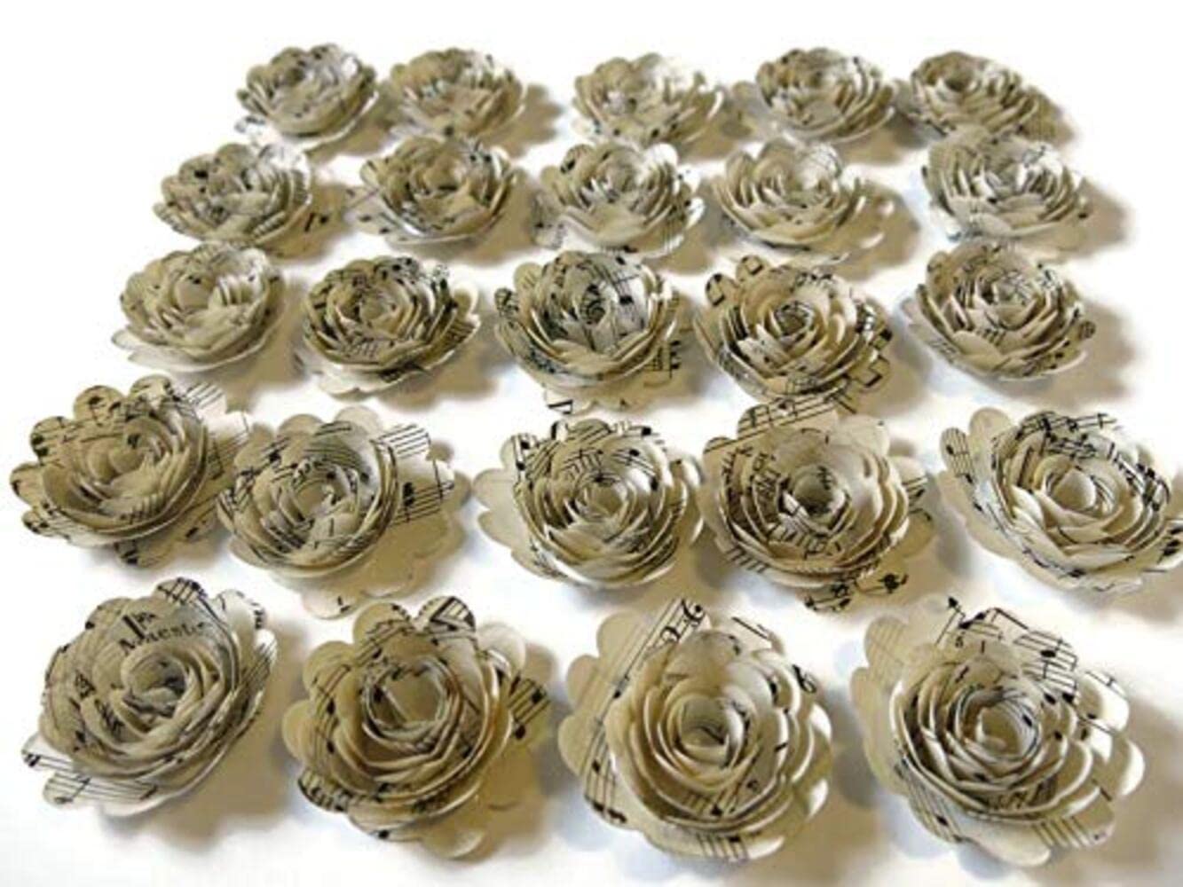 Versatile sheet music paper flowers for home decor or events