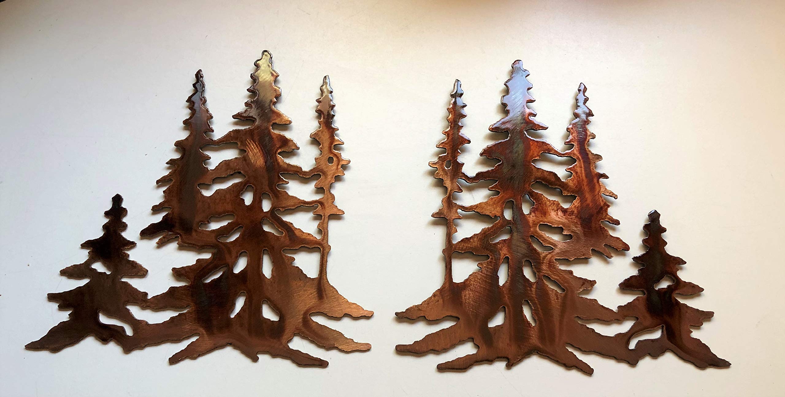 Customizable size forest trees metal wall art pair