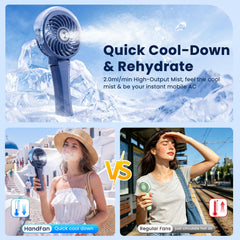 Rechargeable personal mister fan for outdoor use