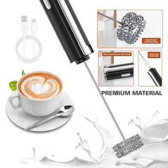 Handheld electric foam mixer with 4 heads black