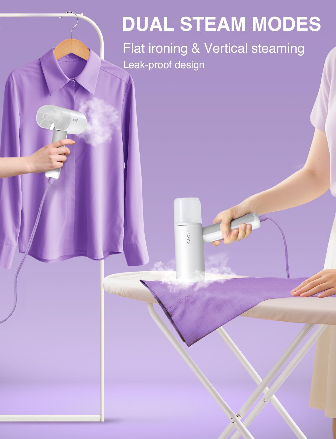 Handheld foldable travel size garment steamer