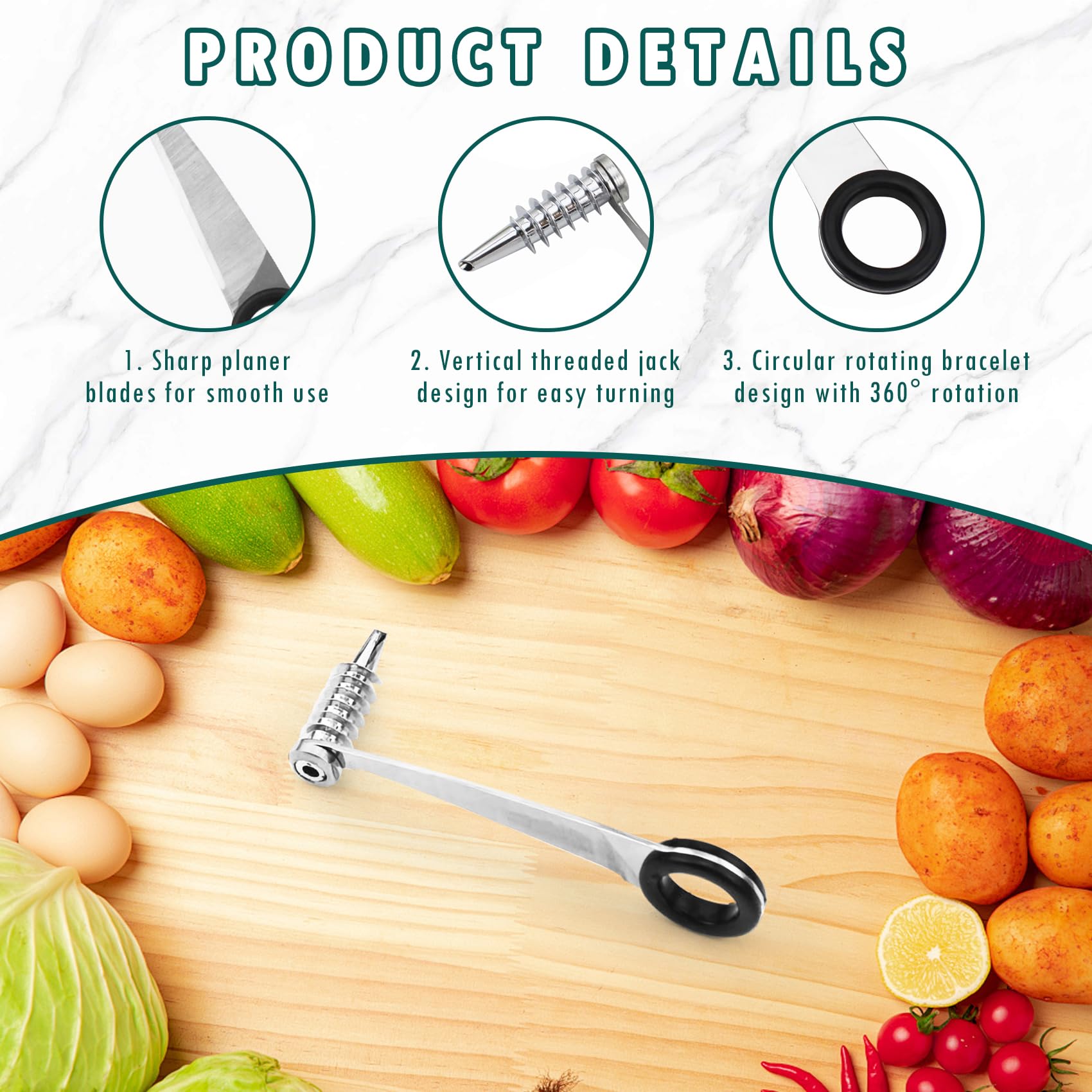 Casbomy handheld spiral cutter for potatoes and cucumbers