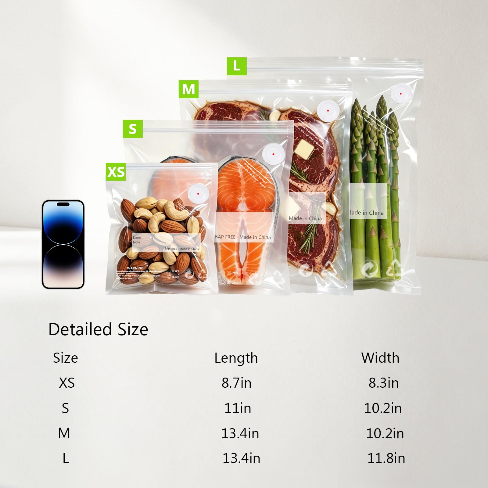 handheld vacuum sealer compatible bag with one-click seal