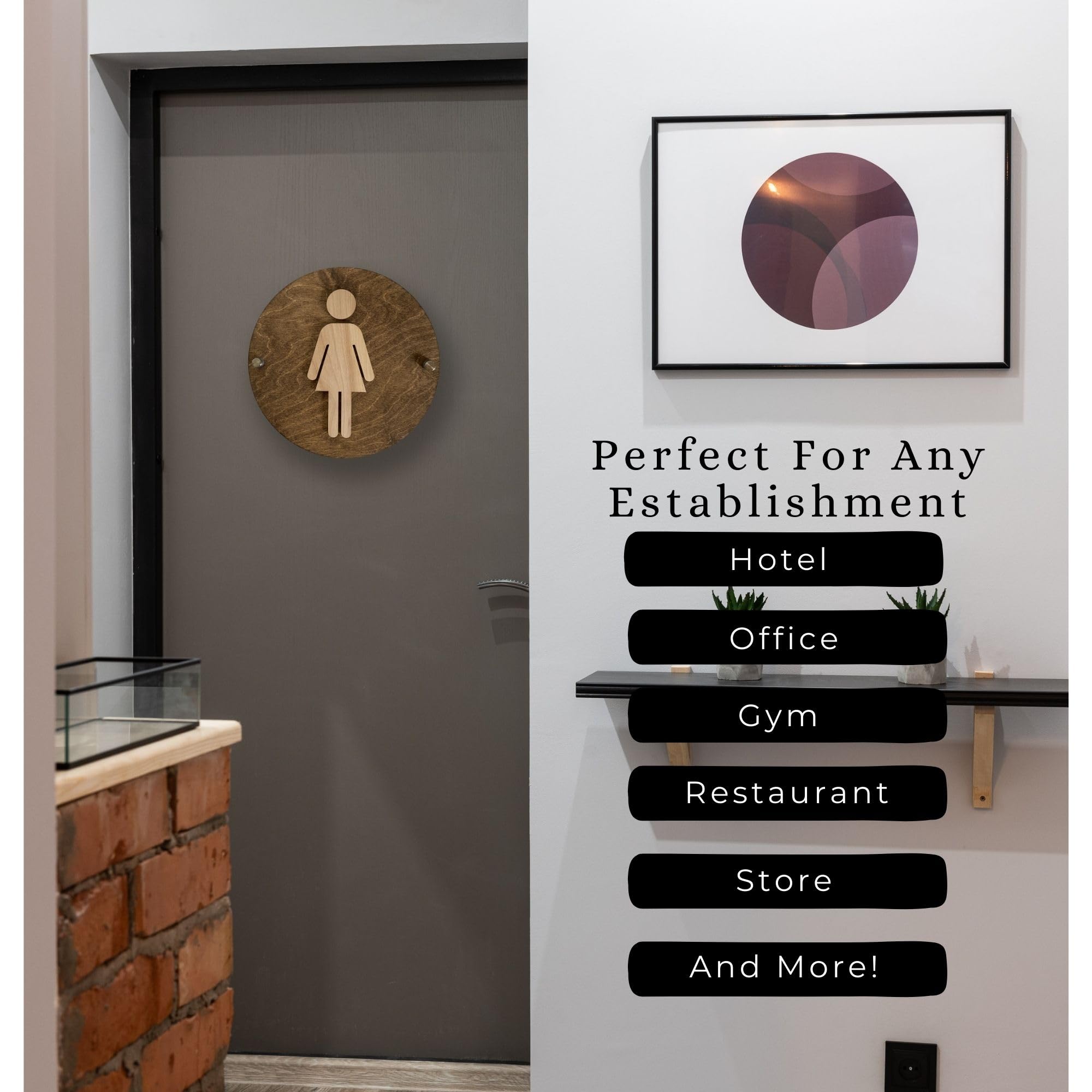 Hand stained Baltic Birch wood restroom sign option