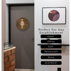 Hand stained Baltic Birch wood restroom sign option