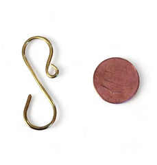 Handmade 1.25 inch gold ornament hooks brass 16 gauge wire set of 50