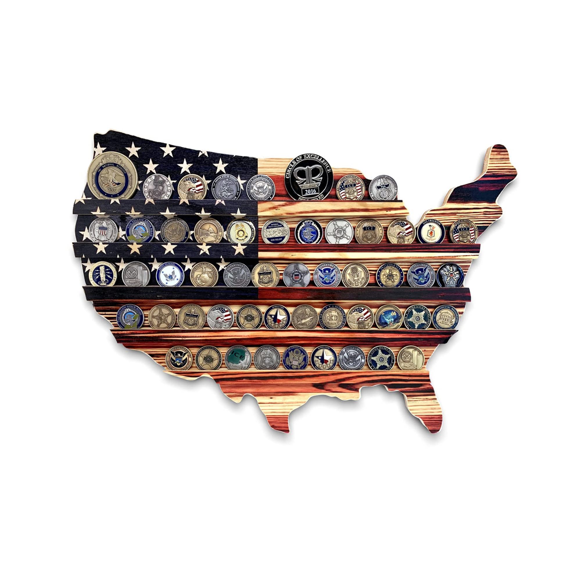 Handmade American Flag USA Shape Challenge Coin Hanging Wall Display Rack product image