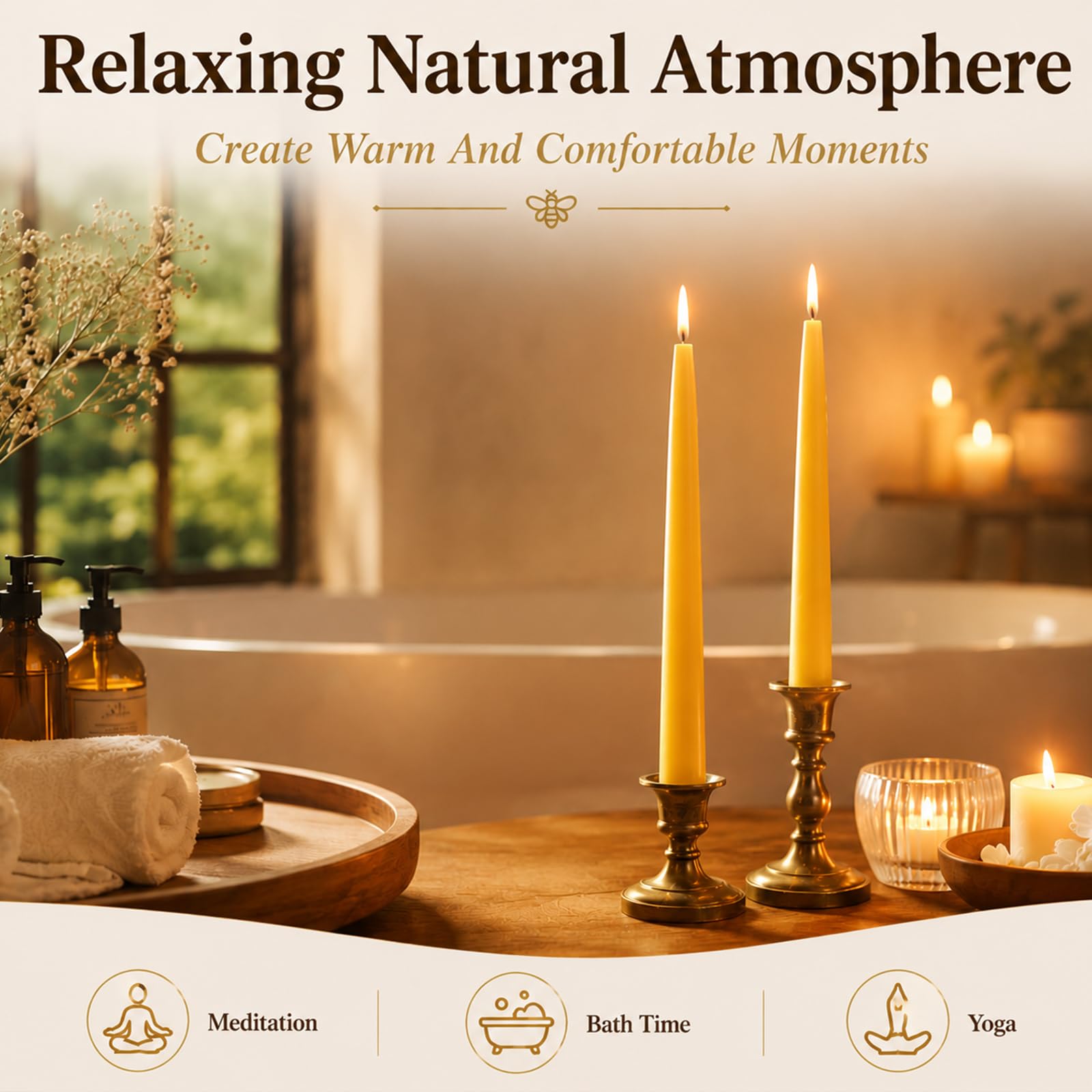 Handmade beeswax taper candle crafted by artisans