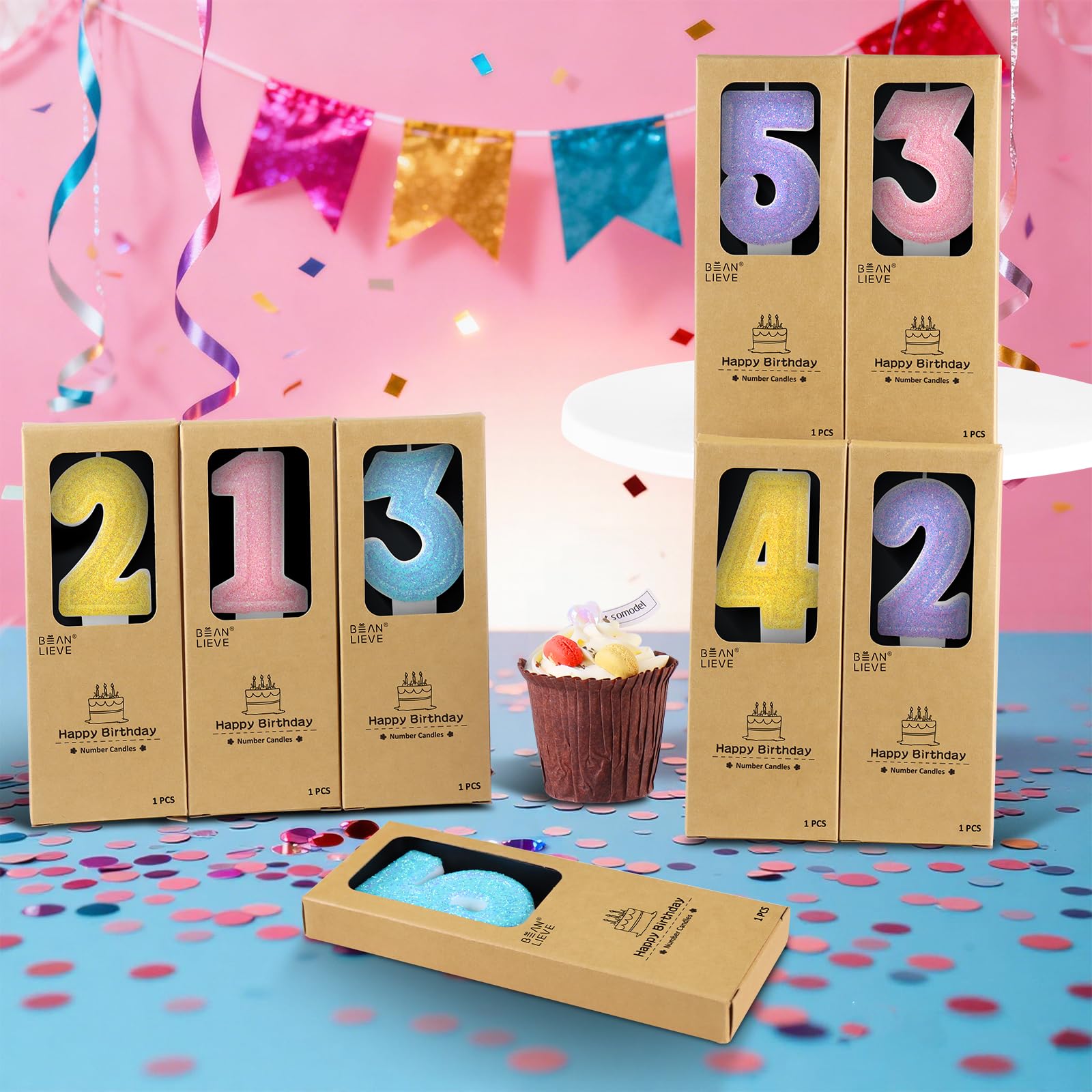 Handmade BEAN LIEVE birthday candle number 3