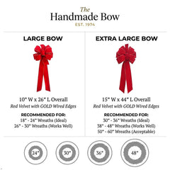 Red wired edge Christmas bow 10x26