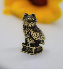 Owl figurine desk decor brass