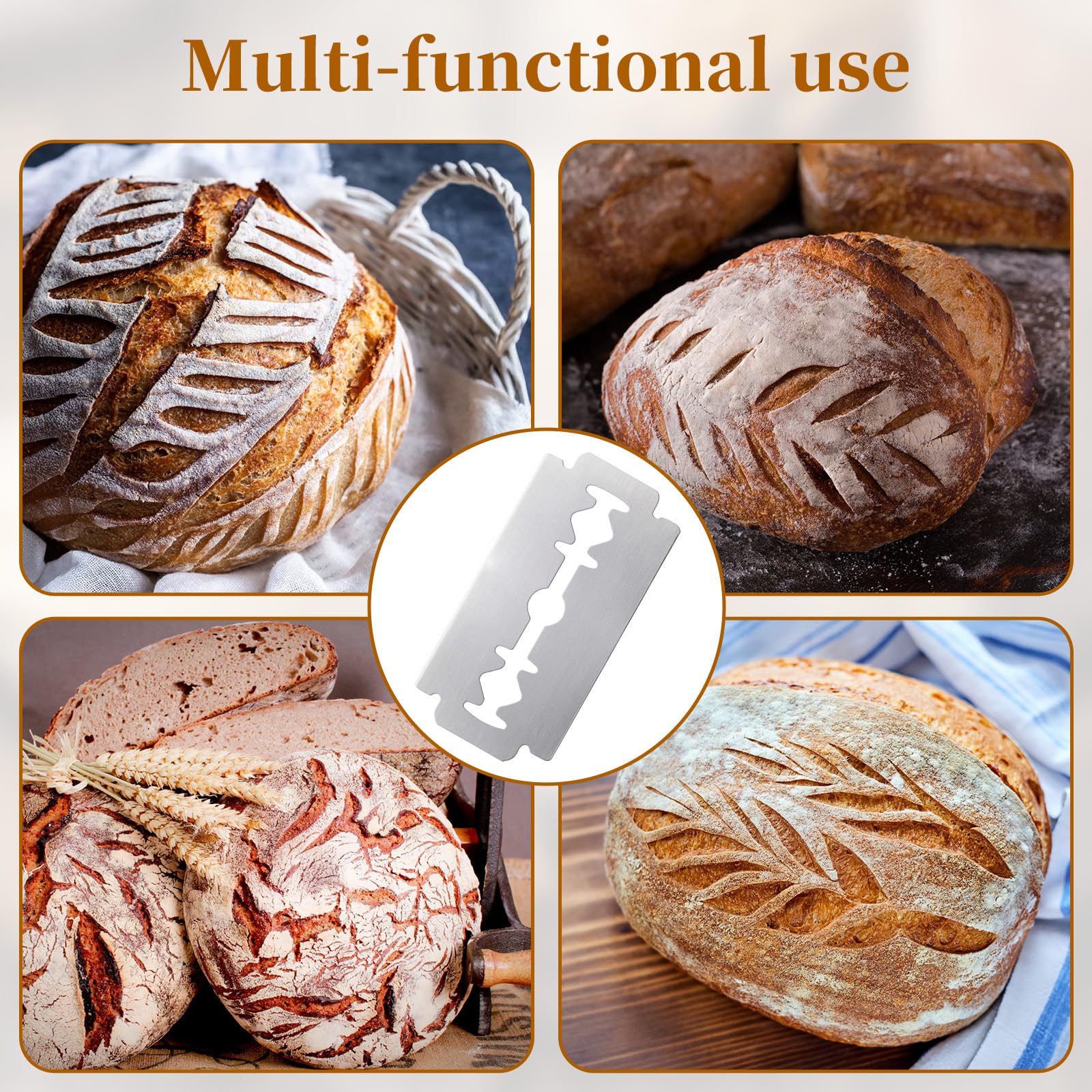 Handmade bread and baguette scoring with lame blades