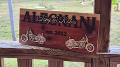 Handmade cedar sign for outdoor use with polyurethane coating